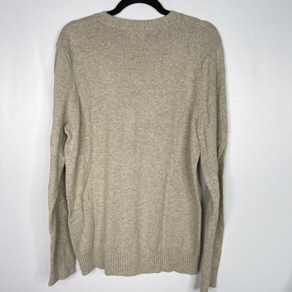 Banana Republic Mens M Taupe Cream Argyle V Neck Cotton Wool Sweater Pullover - Picture 2 of 7